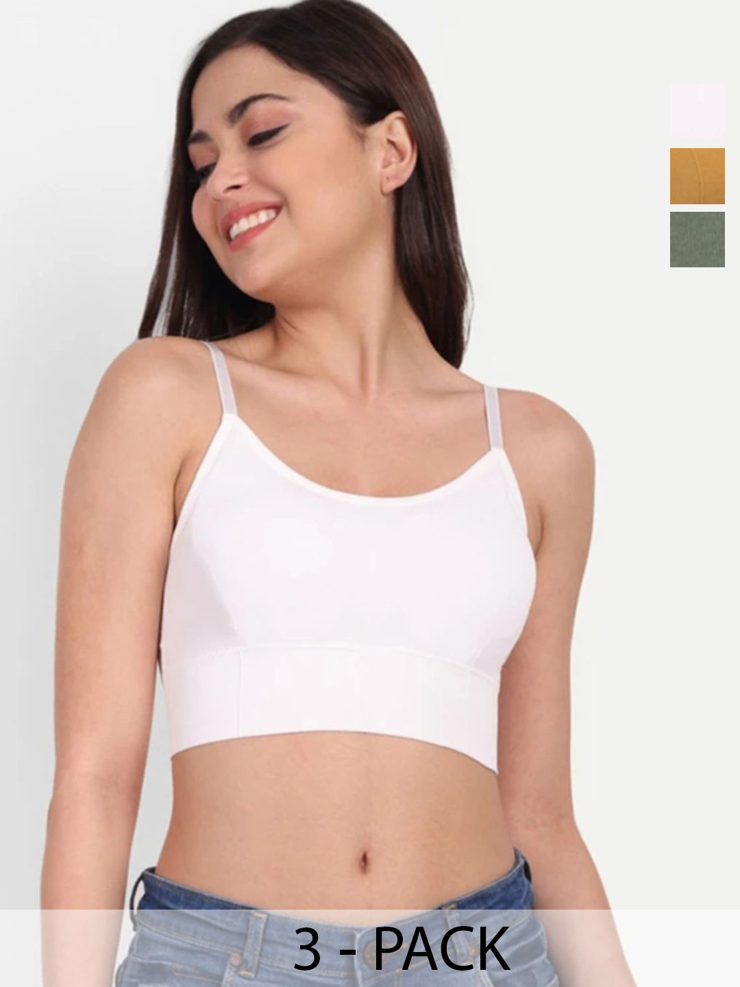 KAMINI Pack Of 3 Full Coverage Removable Padding All Day Comfort Bralette Bra