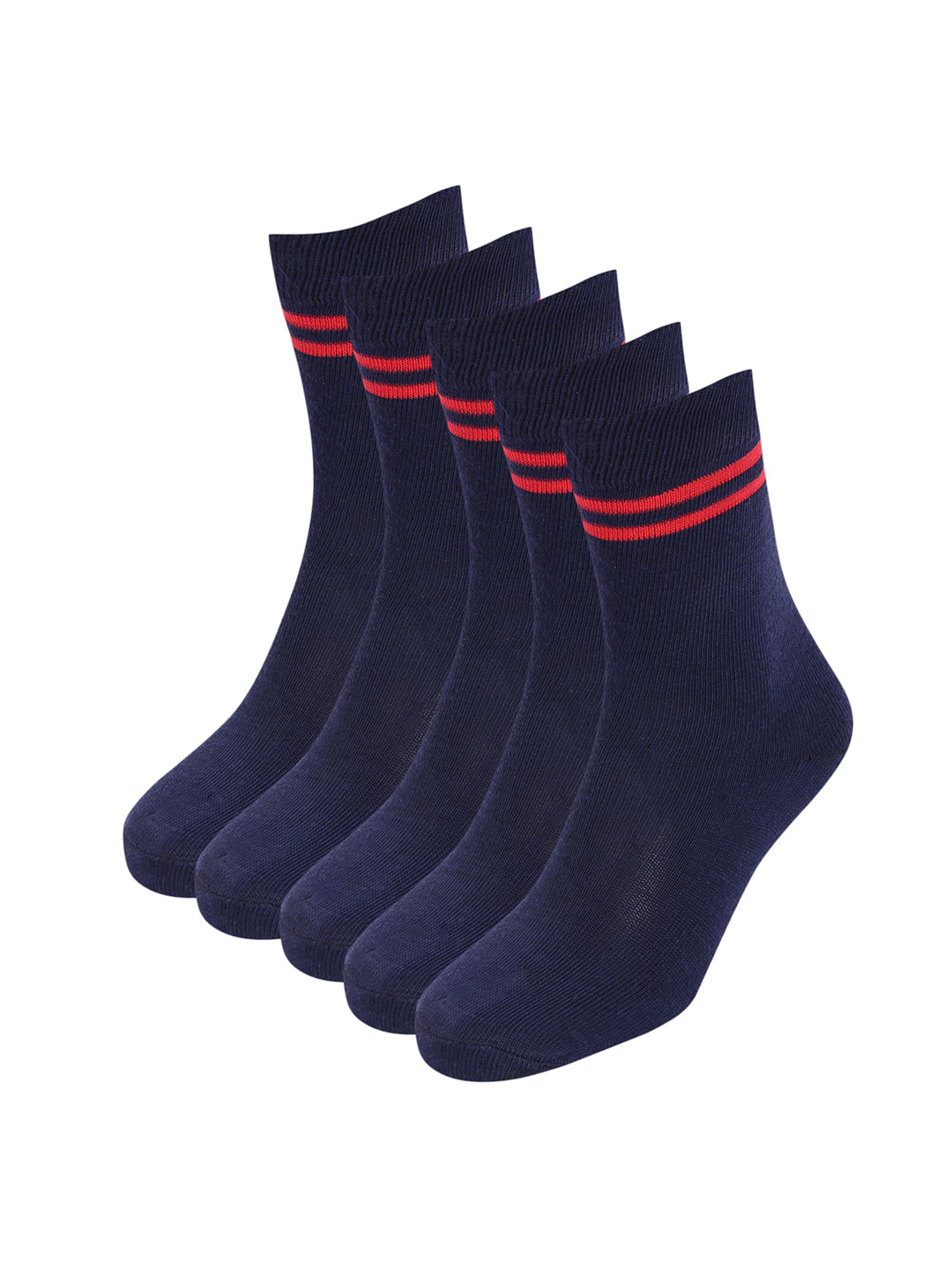 bizala Kids Unisex Pack Of 5 Striped Calf-Length Cotton Socks