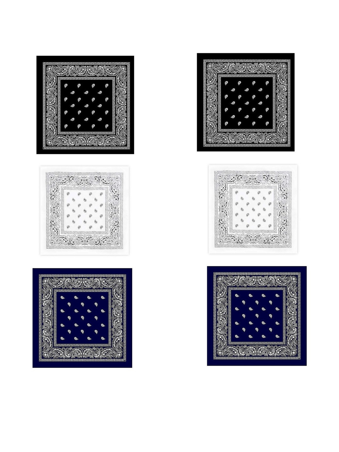 Navkar Crafts Unisex Pack of 6 Black, White & Navy Blue Bandana Headband