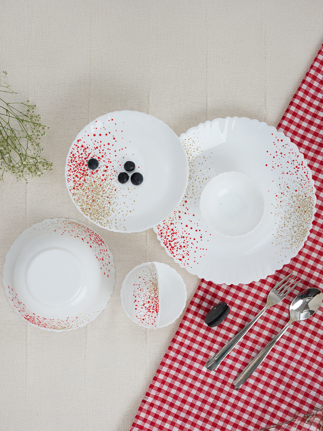 Larah by Borosil 13pc Jupiter Series Opalware Microwave-Dishwasher Safe Dinner Set