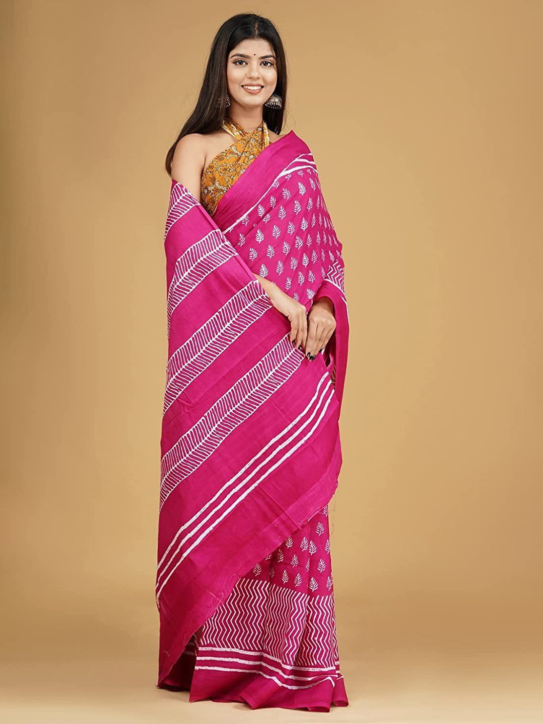 Craft Musium Batik Pure Cotton Saree with Unstitched Blouse Piece