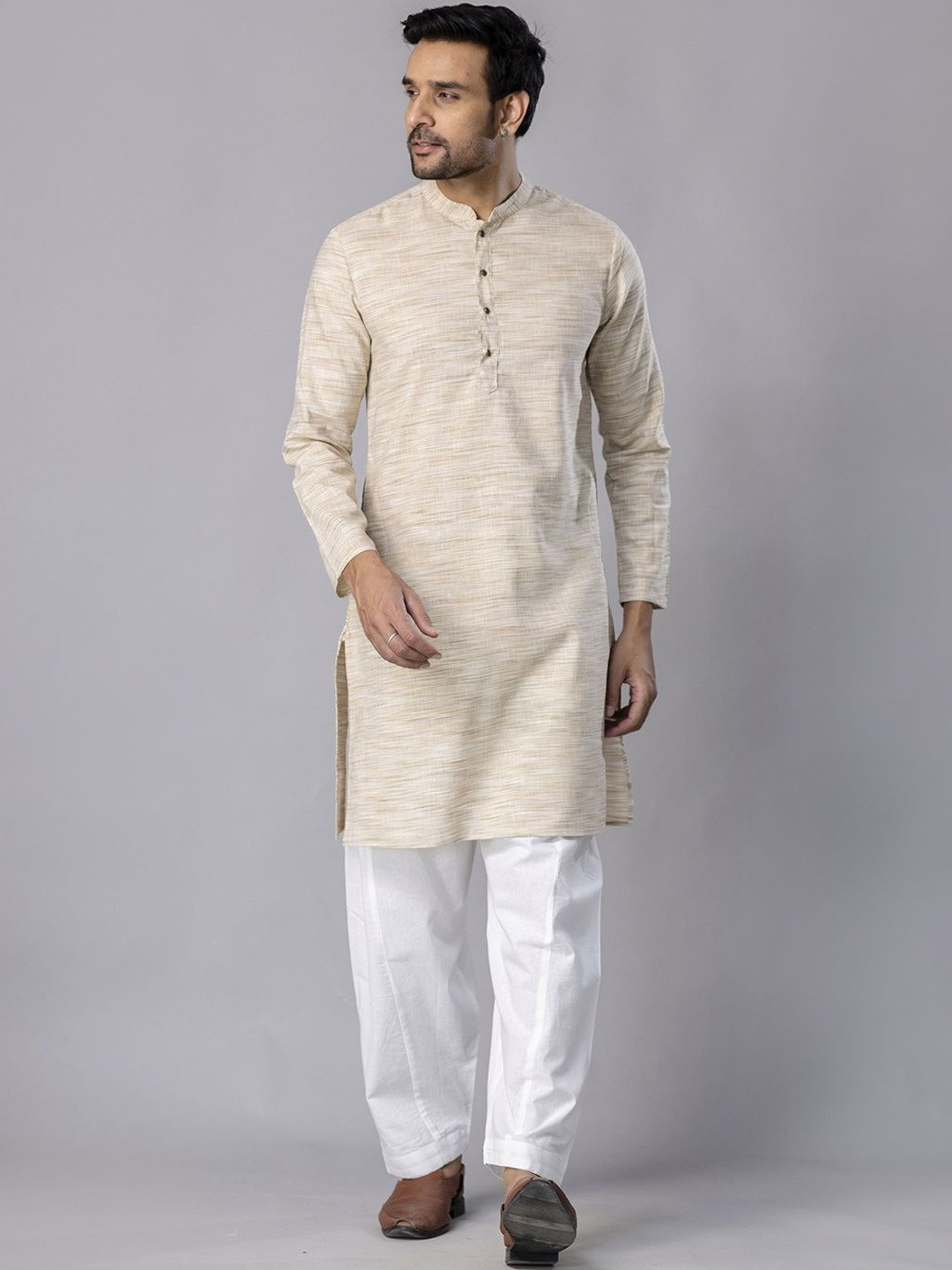 MAAND Men Striped Self Design Kurta with Pyjamas