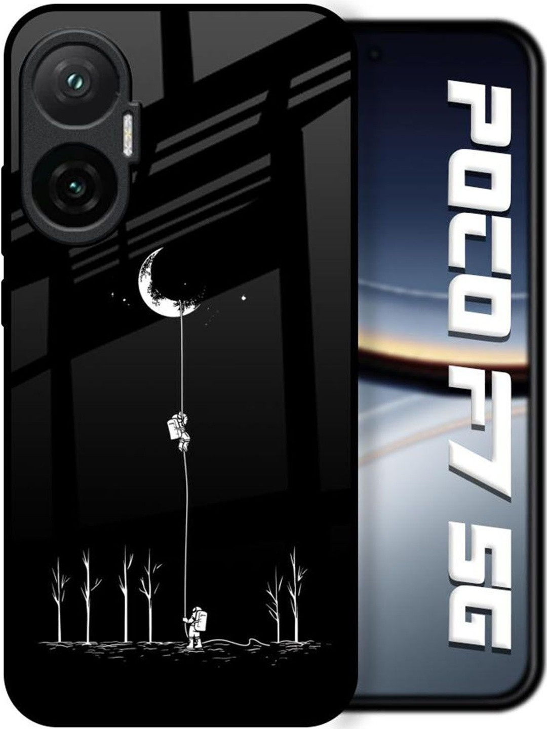 QRIOH Catch the Moon Printed Poco F7 5G Back Case Mobile Accessories