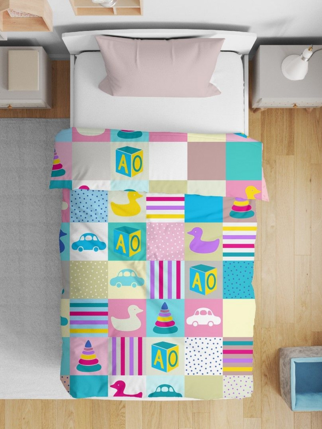 HOME PLUS STUDIOS Blue Cartoon Characters Microfiber AC Room Comforter