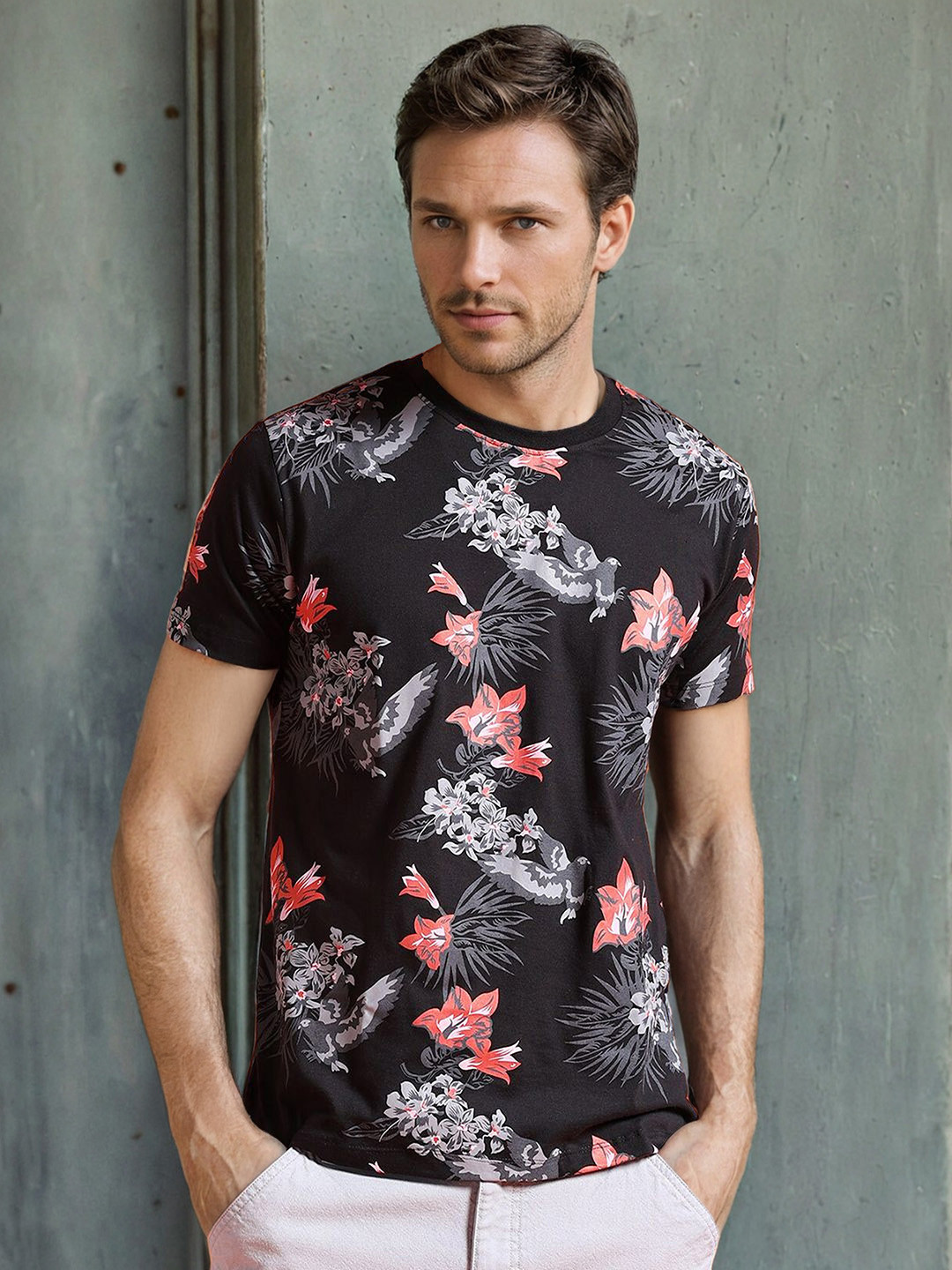 The Indian Garage Co Floral Printed Round Neck T-Shirt