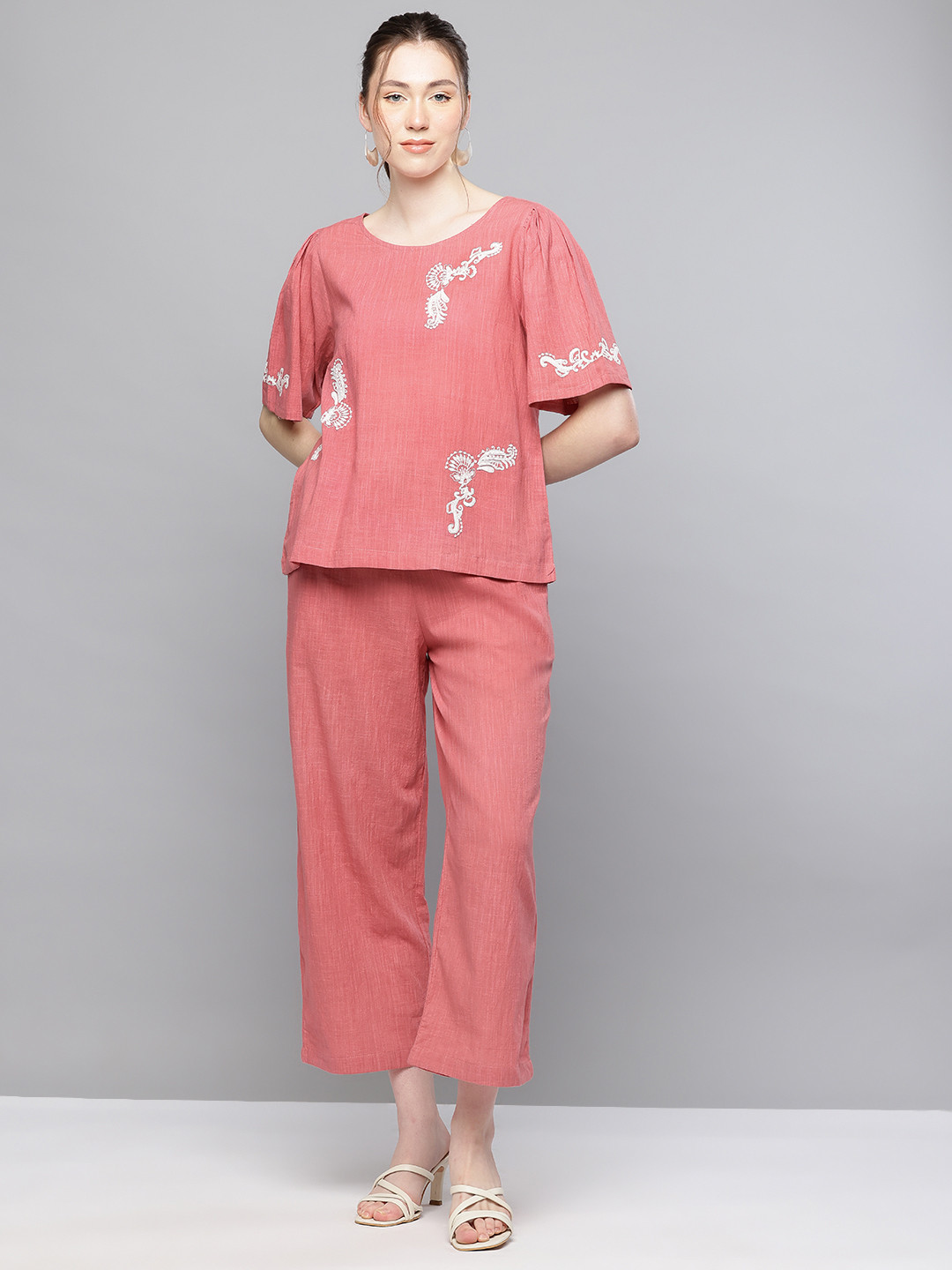 SCOUP Embroidered Pure Cotton Co-Ords