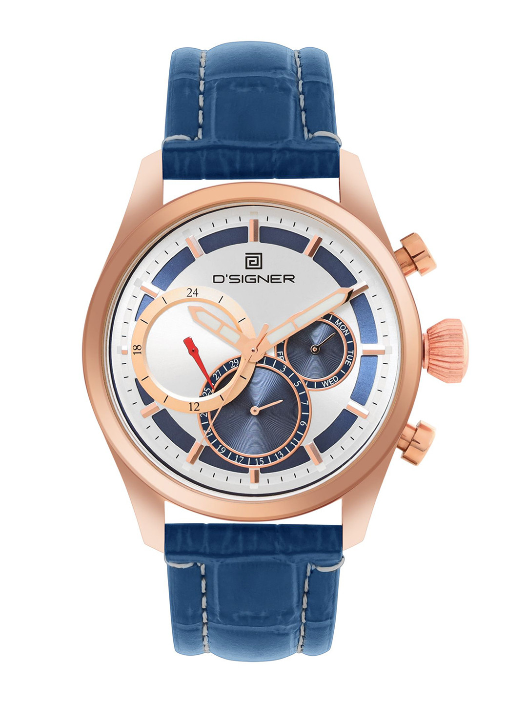D'SIGNER Men Round Dial & Leather Straps Analogue Multi Function Watch 680RGL.5G