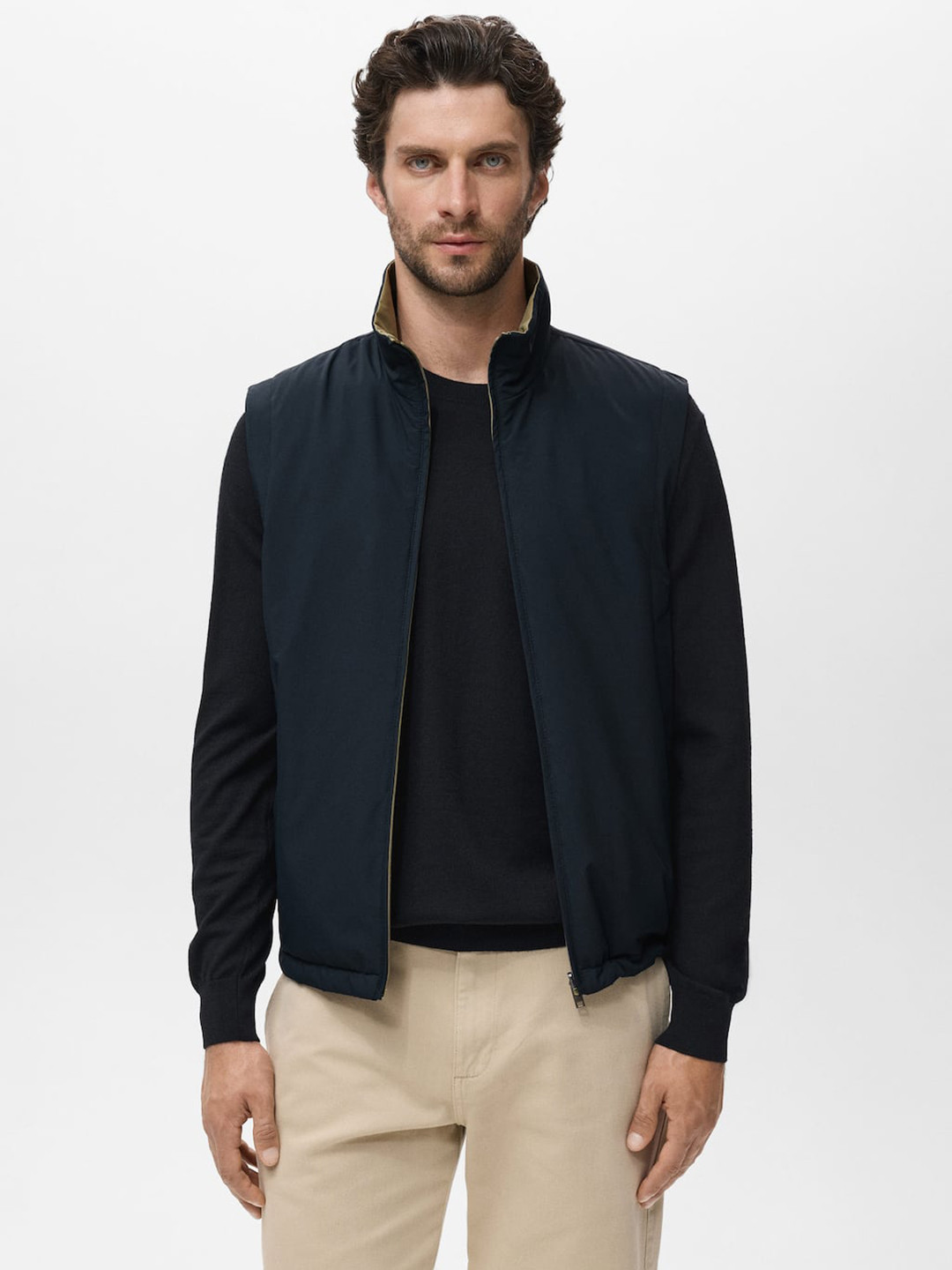 MANGO MAN Reversible Mock Collar Gilet Jacket