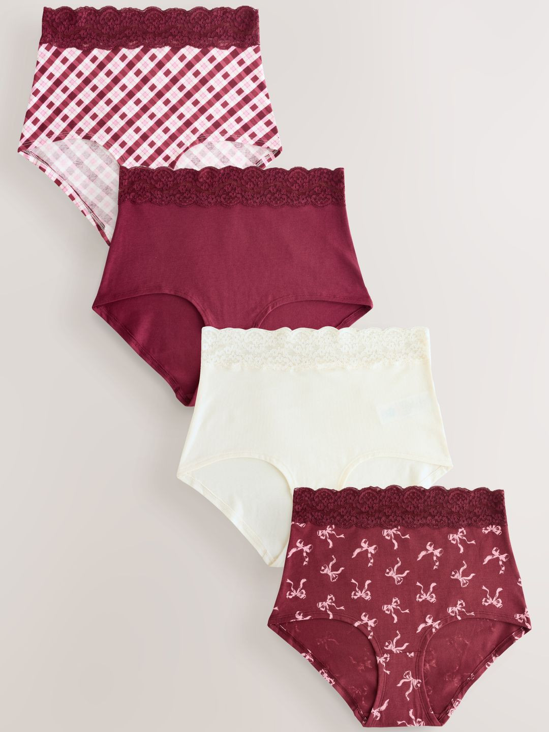 Next Women Pack of 4 Mid-Rise Lace Inserts Bikini Briefs F17463