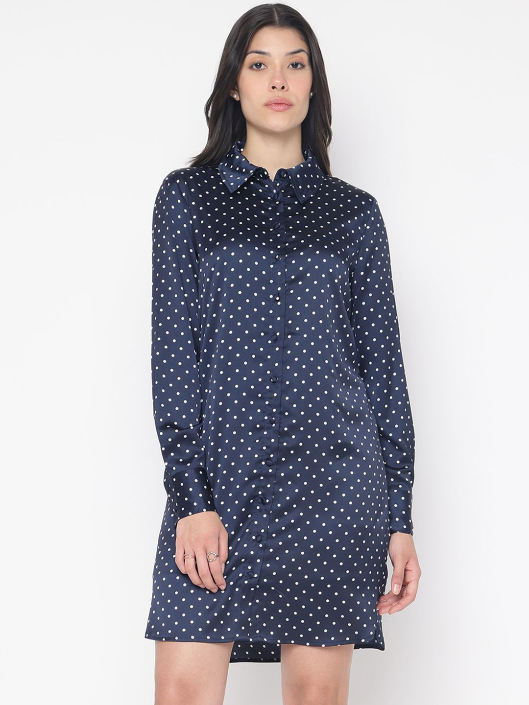 GUESS Polka Dot Printed Shirt Dress