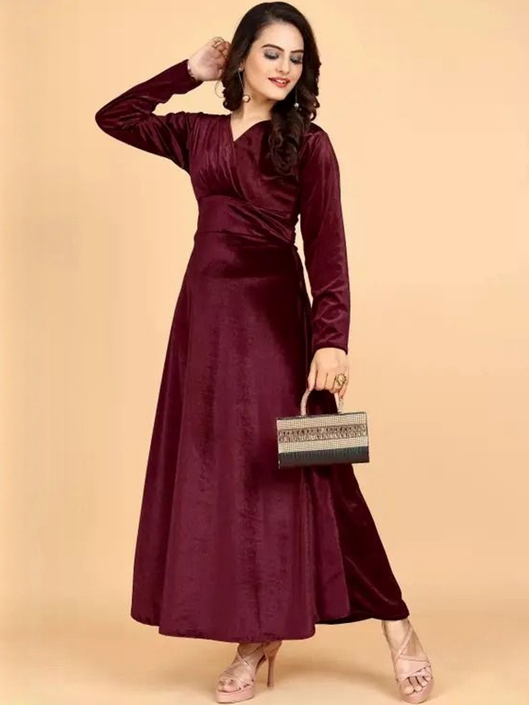 WESTCHIC Western Velvet Maroon Dress