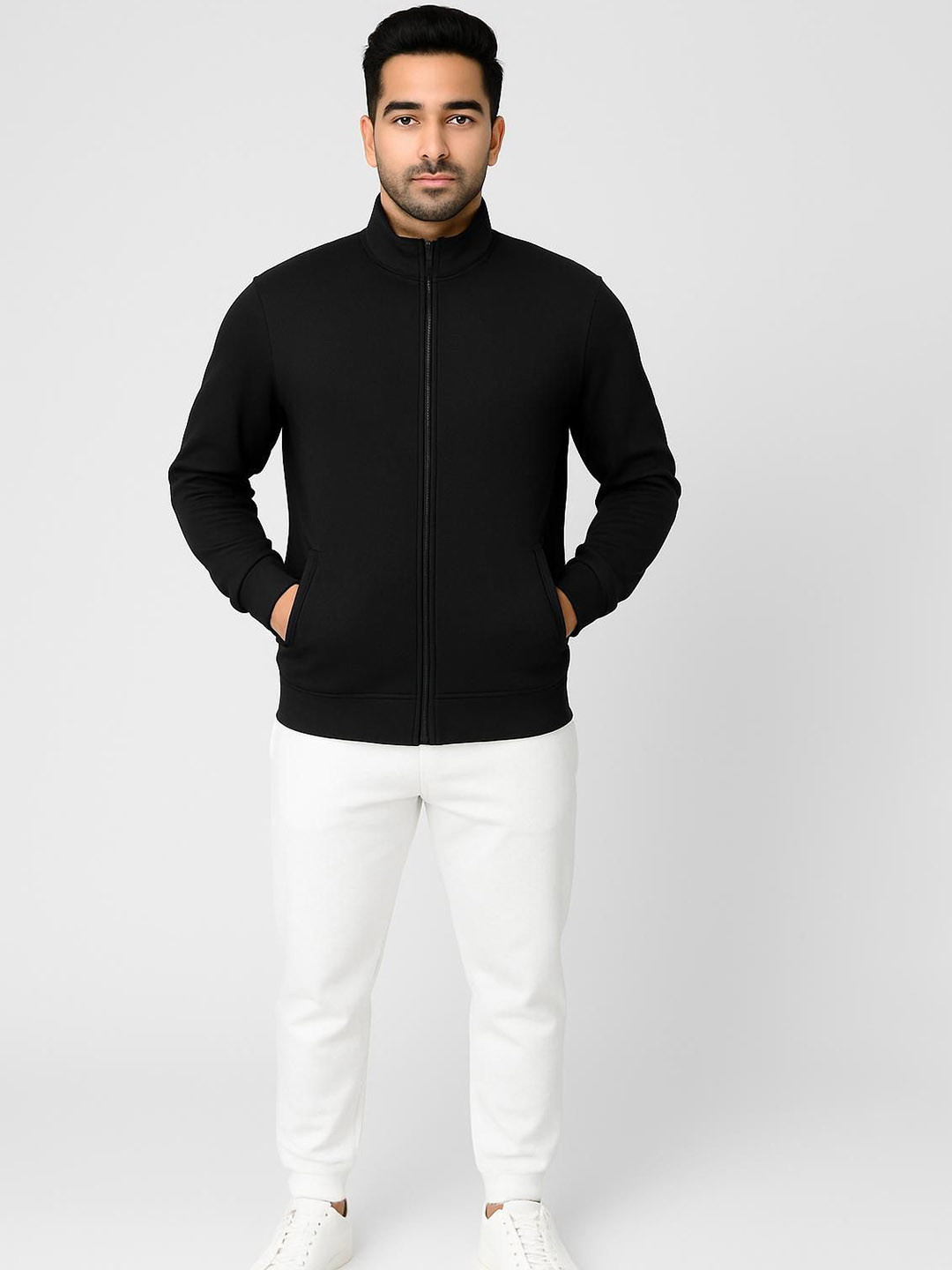 Apraa & Parma Men Mock Collar Solid Lightweight Bomber Jacket