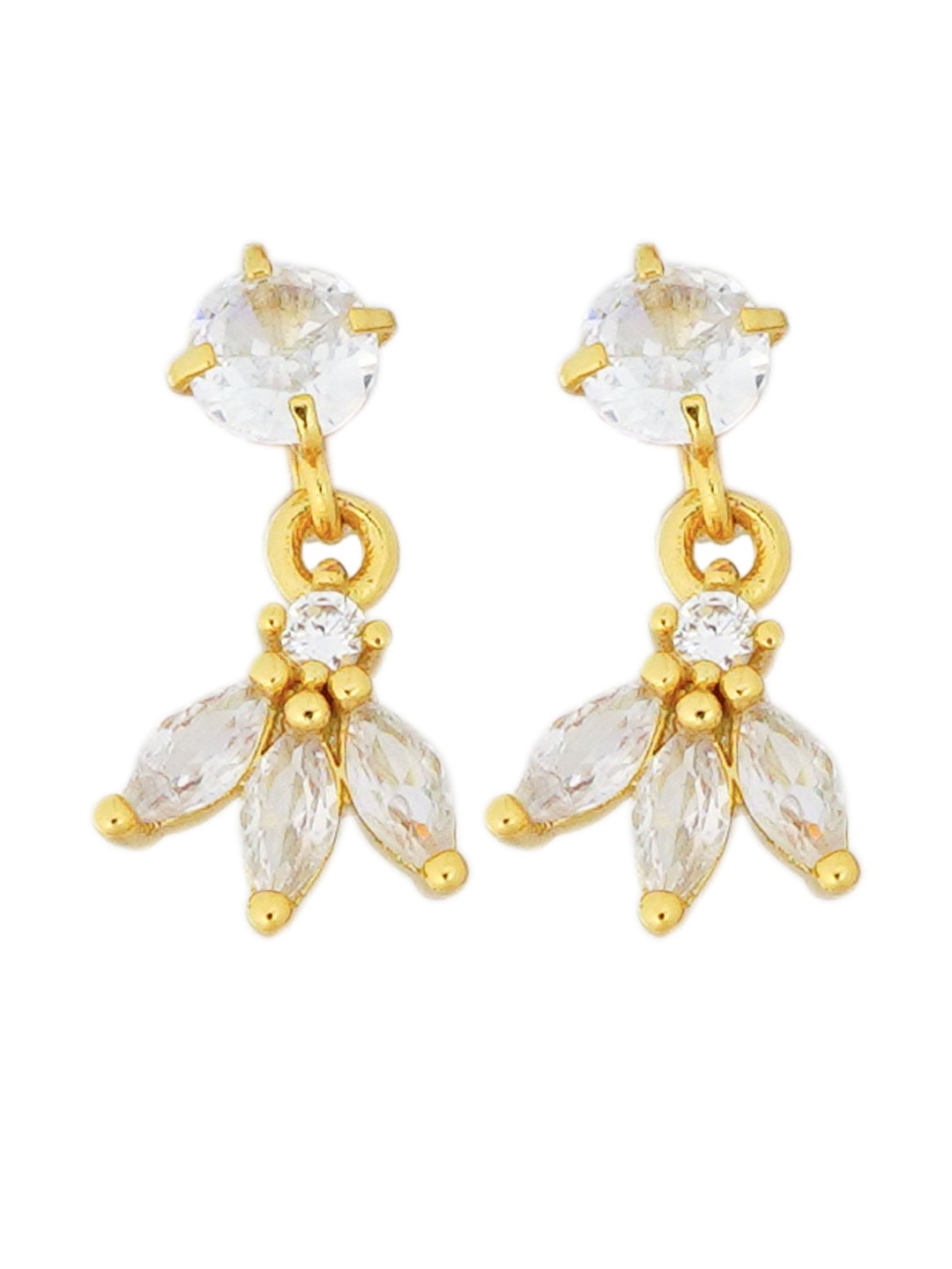 INTERSTELLAR Women Gold-Plated Stainless Steel American Diamond Drop Earrings