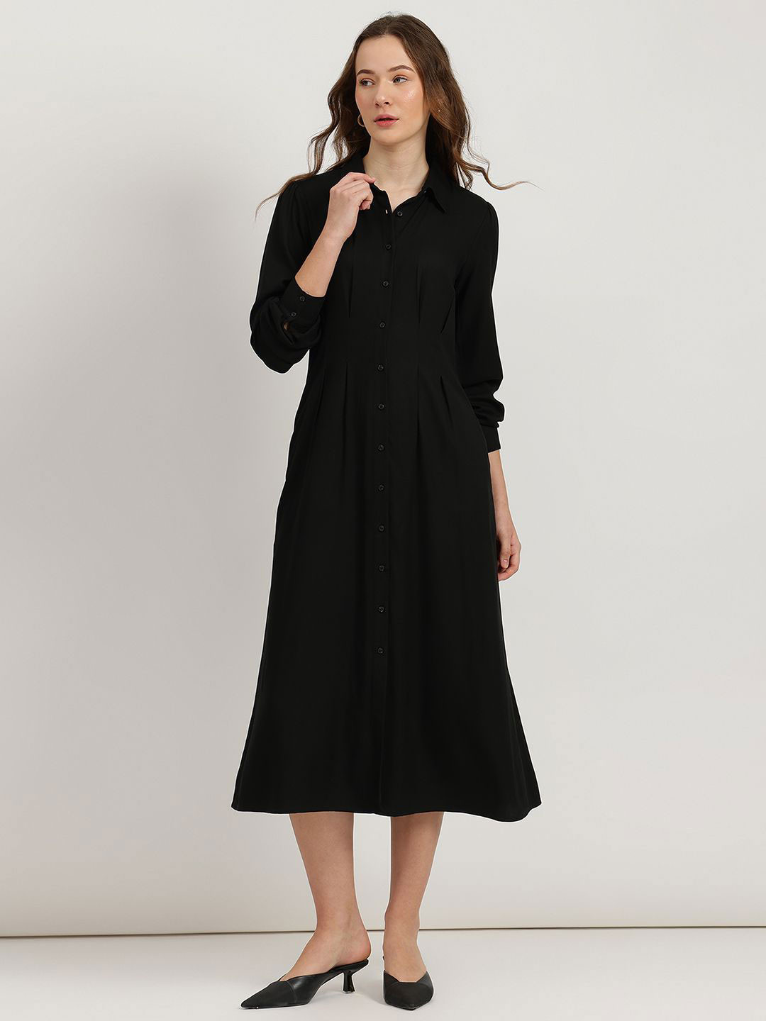 FableStreet Women Buttondown Formal Shirt Midi Dress
