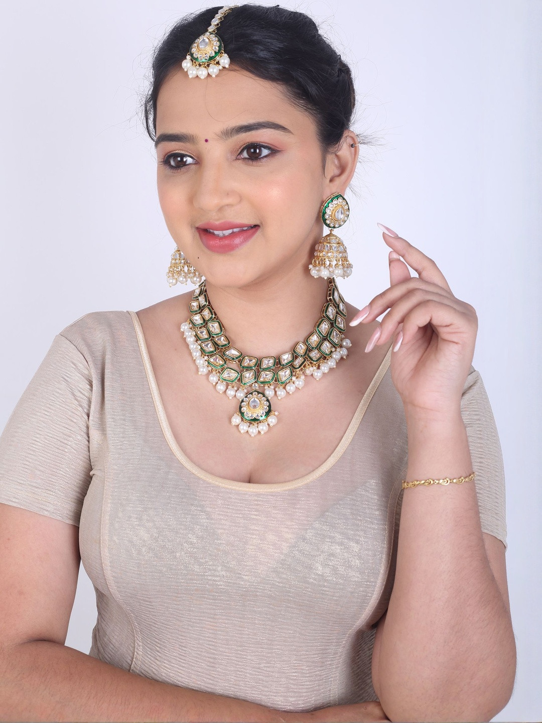 SAMC Artificial Gold Plated Kundan Jewellery set