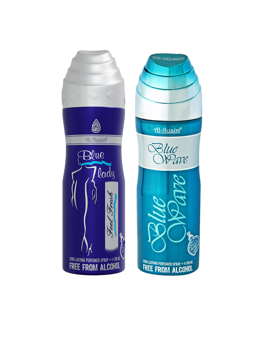 Al-Nuaim Set of 2 Long Lasting Alcohol Free Deodorant 200 ml each - Blue Wave & Blue Lady