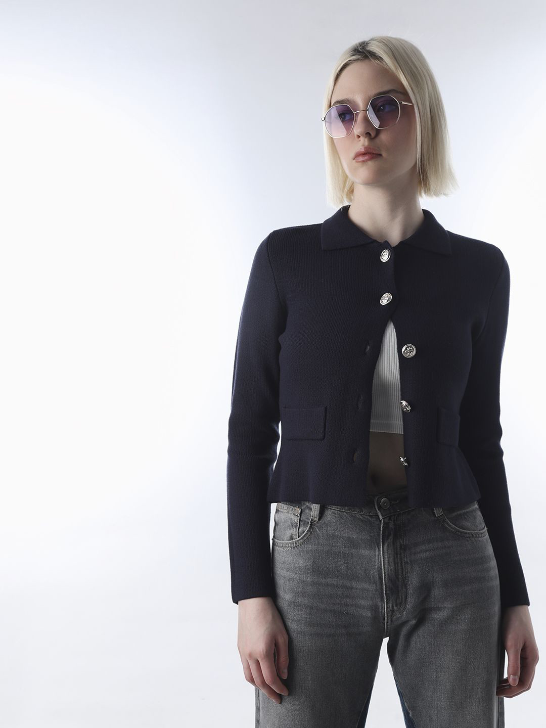 ONLY Women Shirt Collar Button Detailed Cardigan