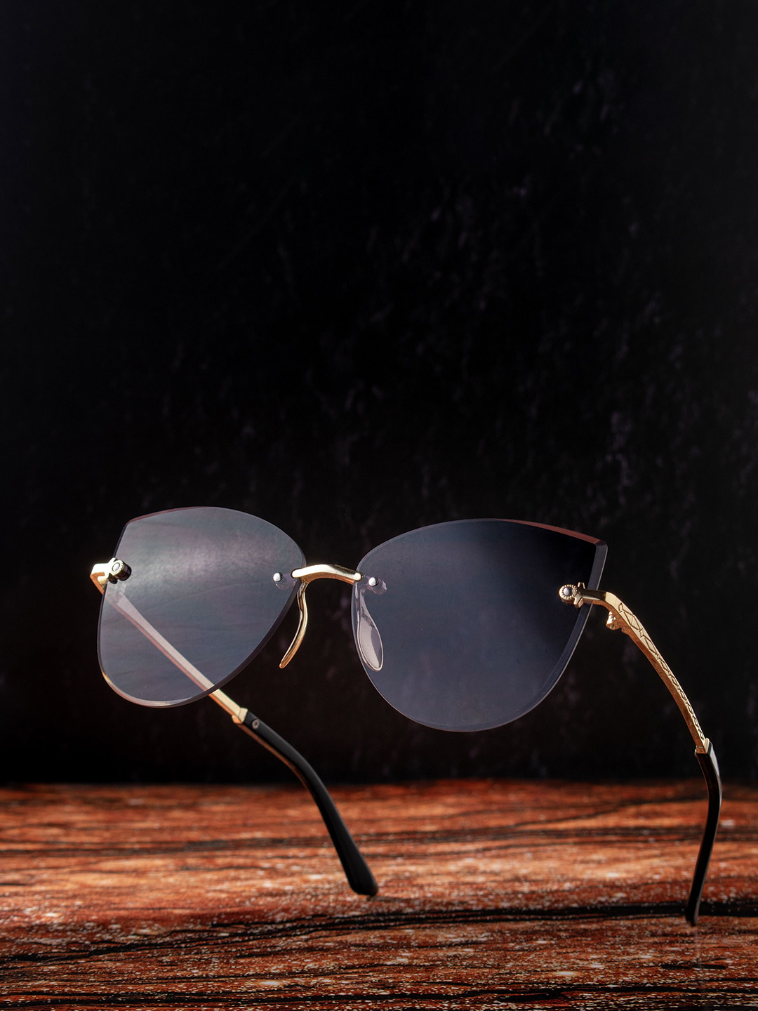 Leeway Unisex Cateye Sunglasses with UV Protected Lens LW-1700-BLACK-2007-3-3RD