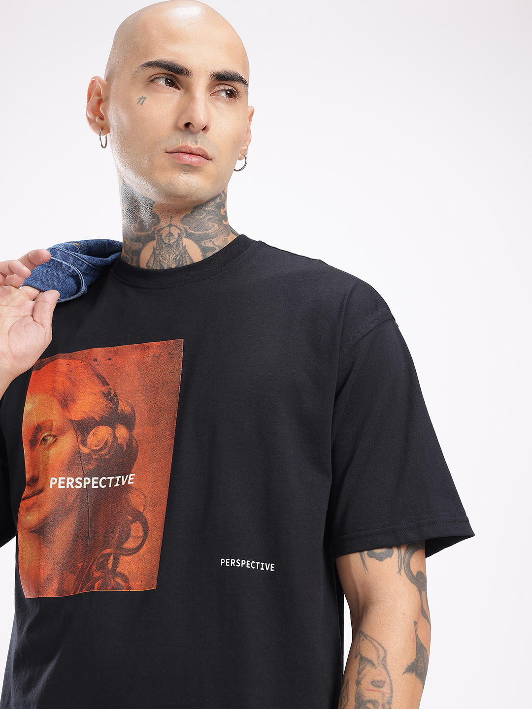 glitchez Photographic Printed Oversized T-shirt