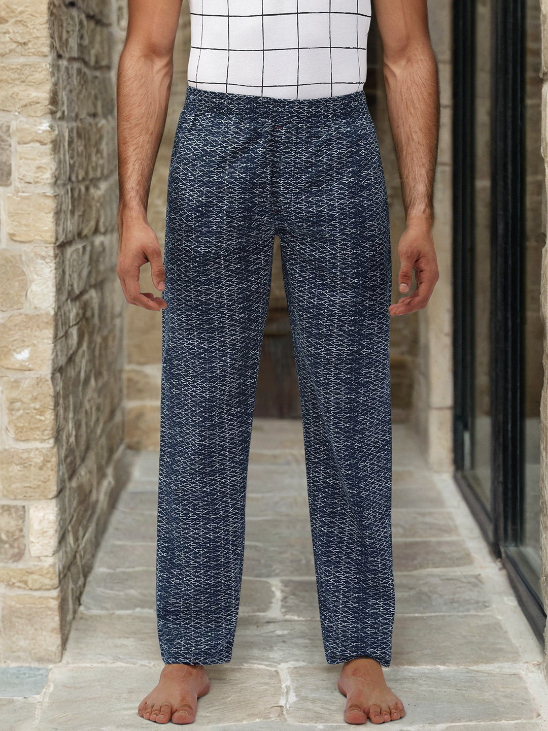 The Indian Garage Co Men Navy Blue Printed Lounge Pants