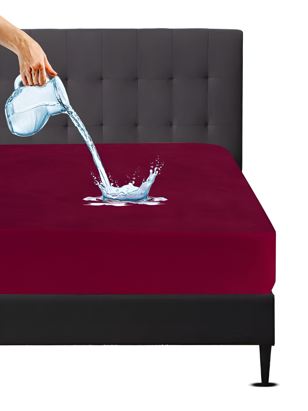 Mattress Protector Maroon Cotton Waterproof Mattress Protector