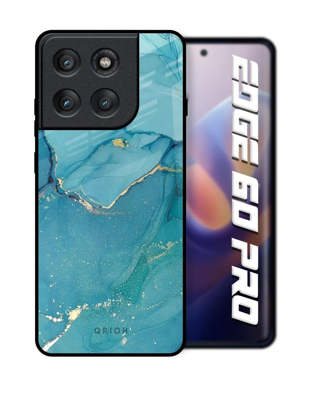 QRIOH Quirky Printed Motorola Edge 60 Pro Golden Glitter Glass Back Case