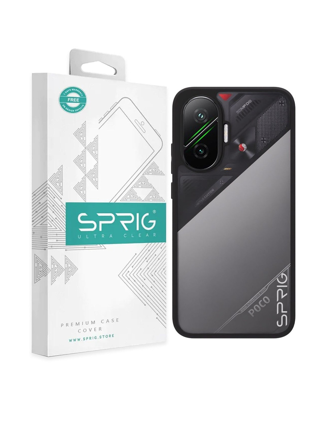 SPRIG Poco F7 Matte Black Transparent Back Cover