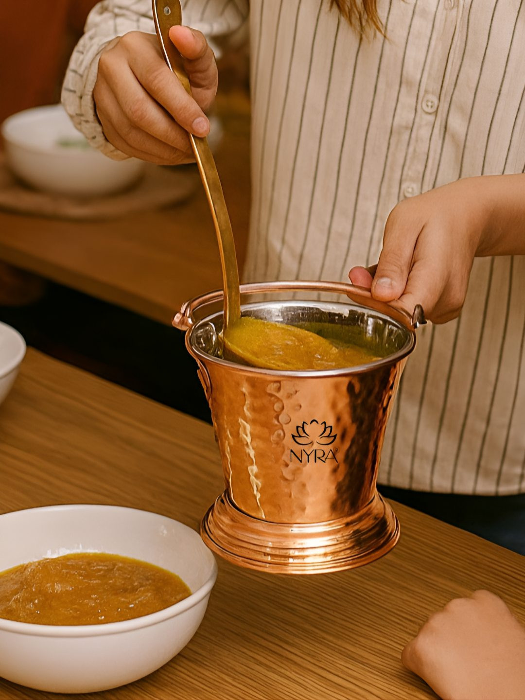 Nyra Kitchenware Copper Tonned Easy to Clean Serving Bucket  - 400ml