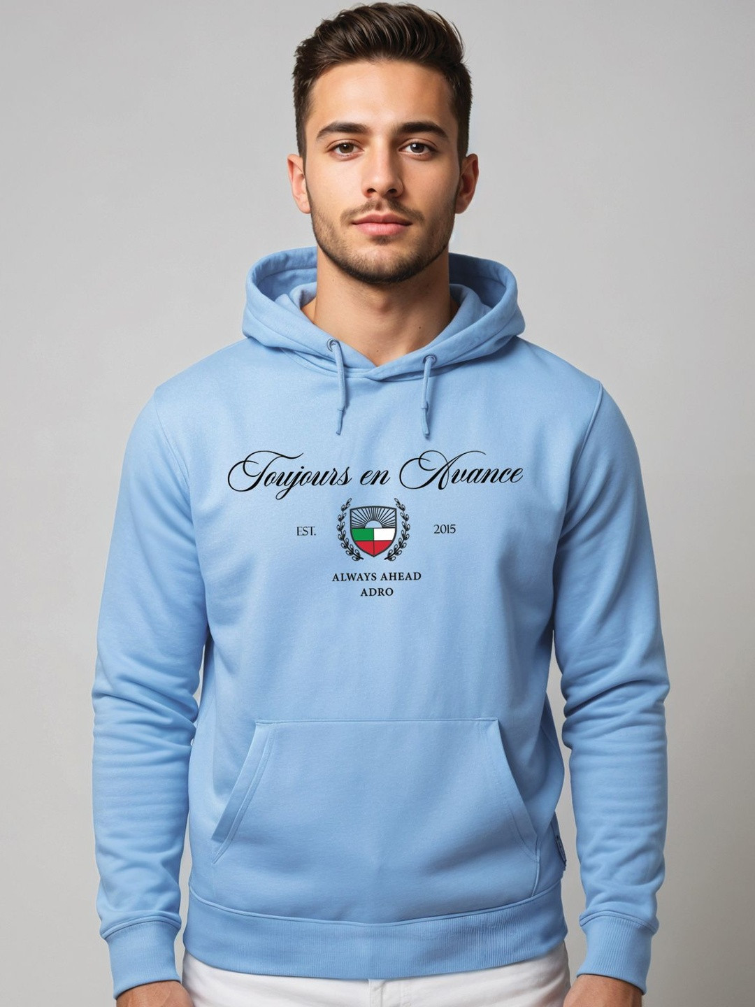 Adro Toujours en Avance 320 GSM Fleece Printed Graphic Hoodie