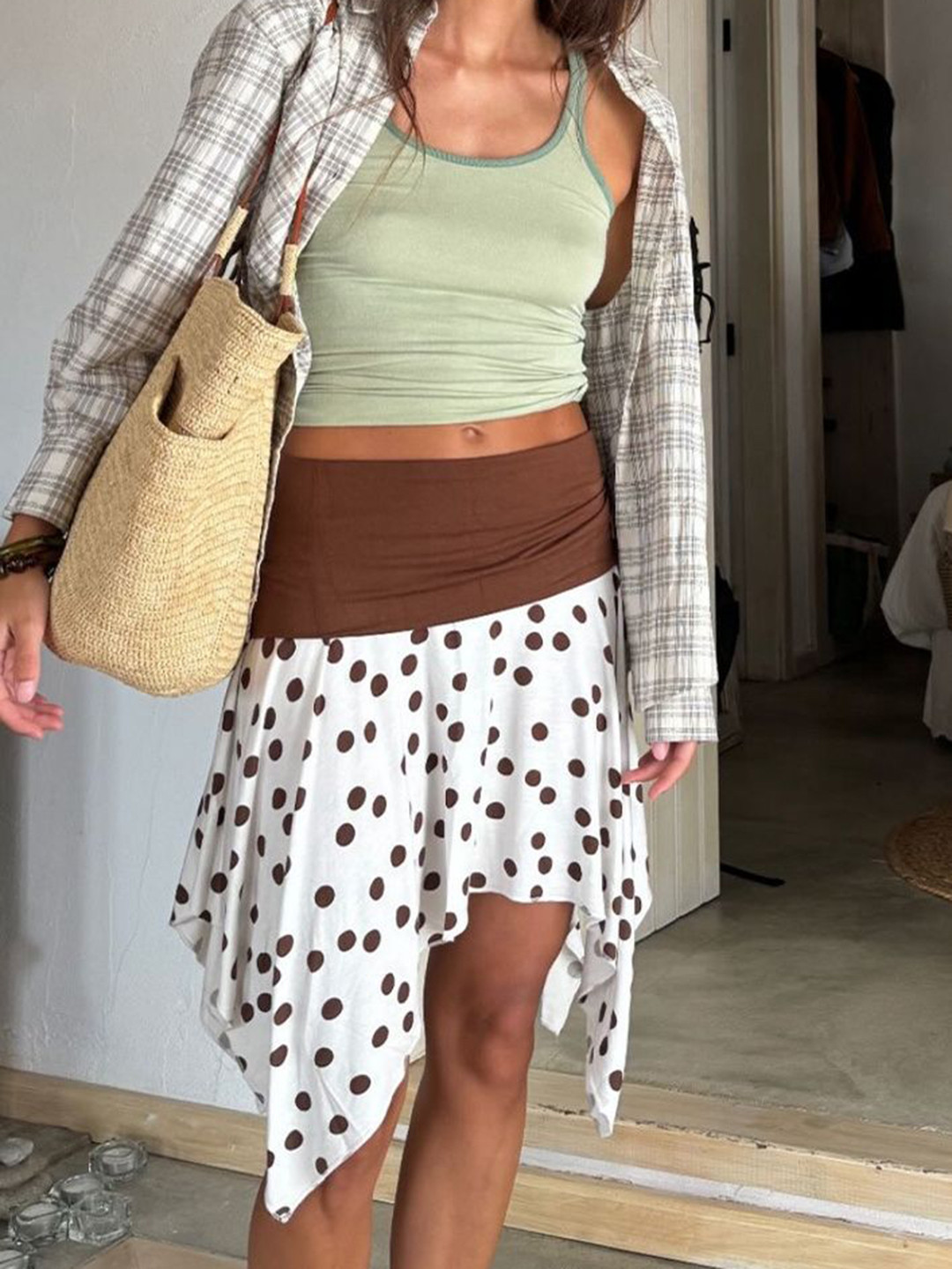 LULU & SKY Polka Dots Printed Mid-Rise A-Line Mini Skirt