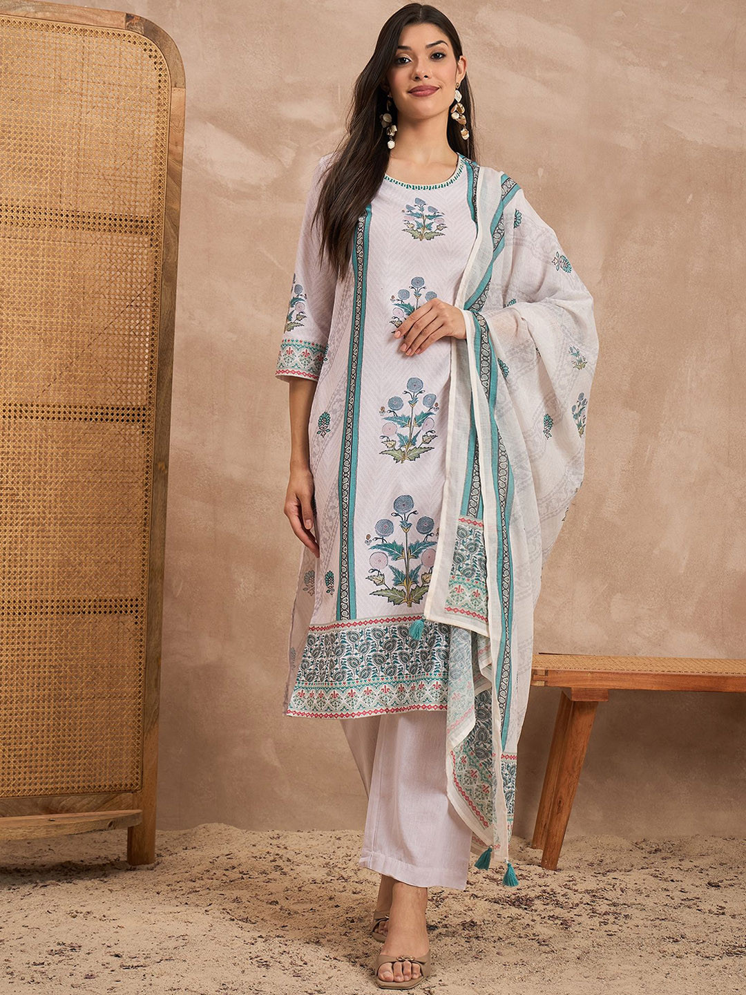 CHETI Women Organic Hand Block Pure Cotton Kurta Set