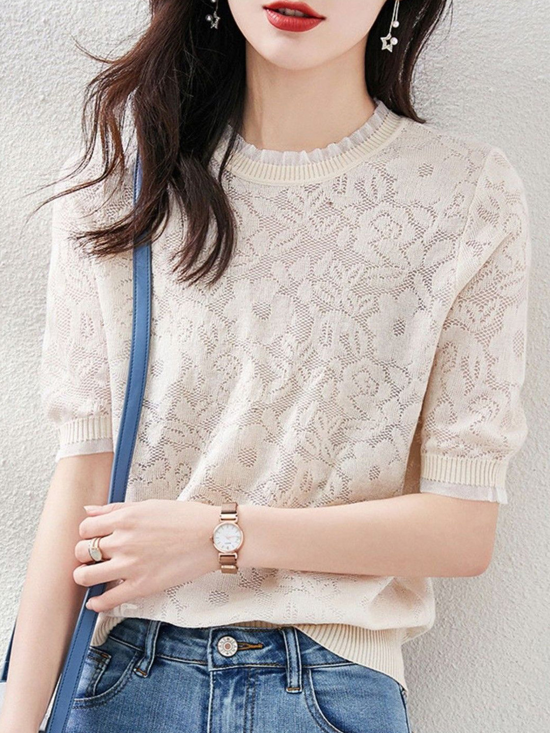 StyleCast Women Crew Neck Short Sleeve Pullover