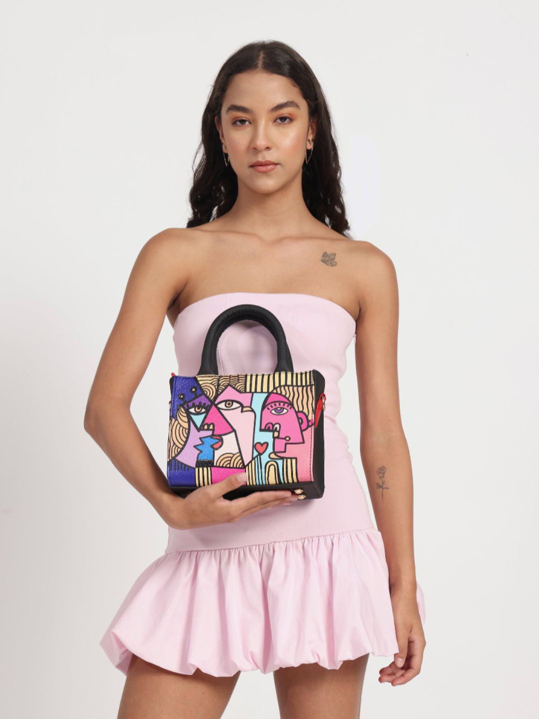 Fetti Graphic Printed Structured Handheld Bag