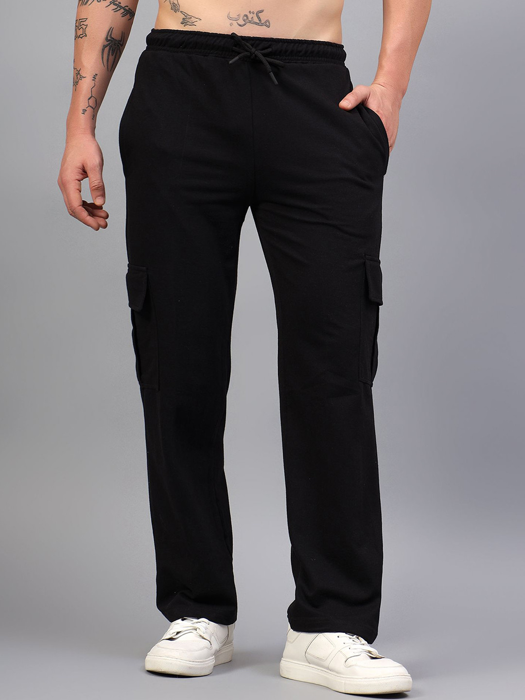 BELTLY Men Relaxed Fit Textured Cotton Cargos Track Pants