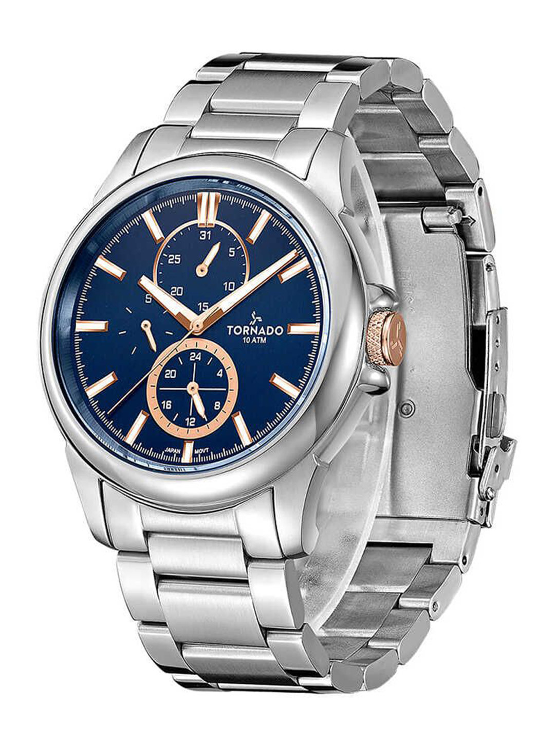 TORNADO Men Dial & Stainless Steel Bracelet Style Straps Analogue Multi Function Watch T6107-SBSL