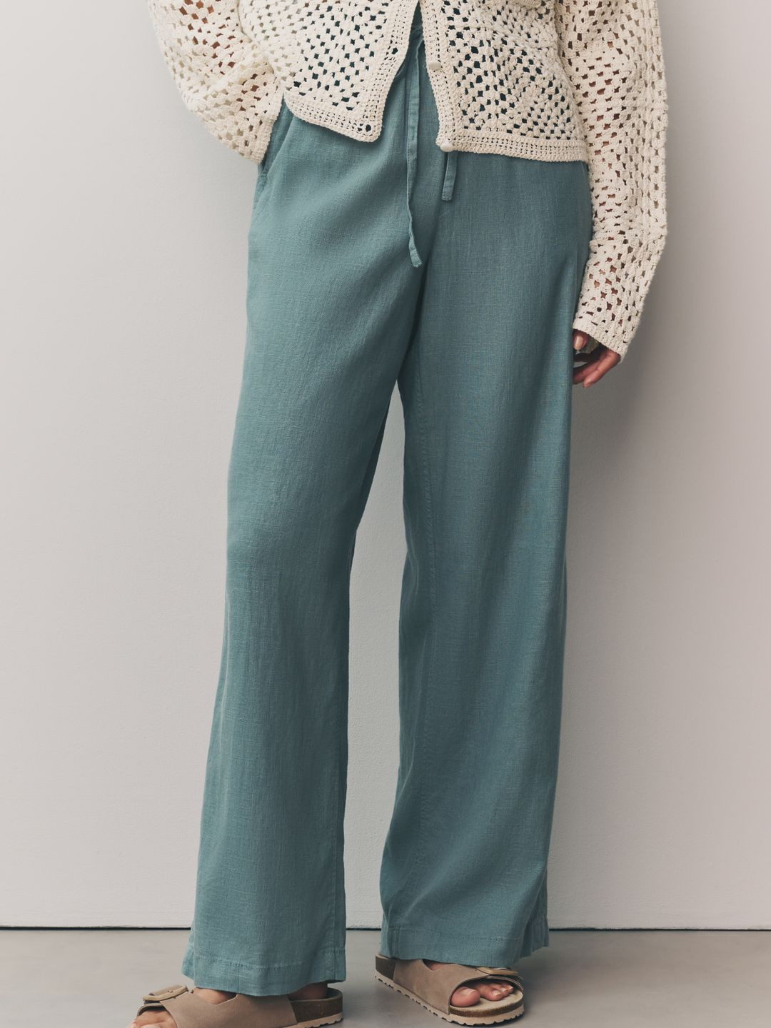 NEXT Women Linen-Blend Wide Leg Trousers