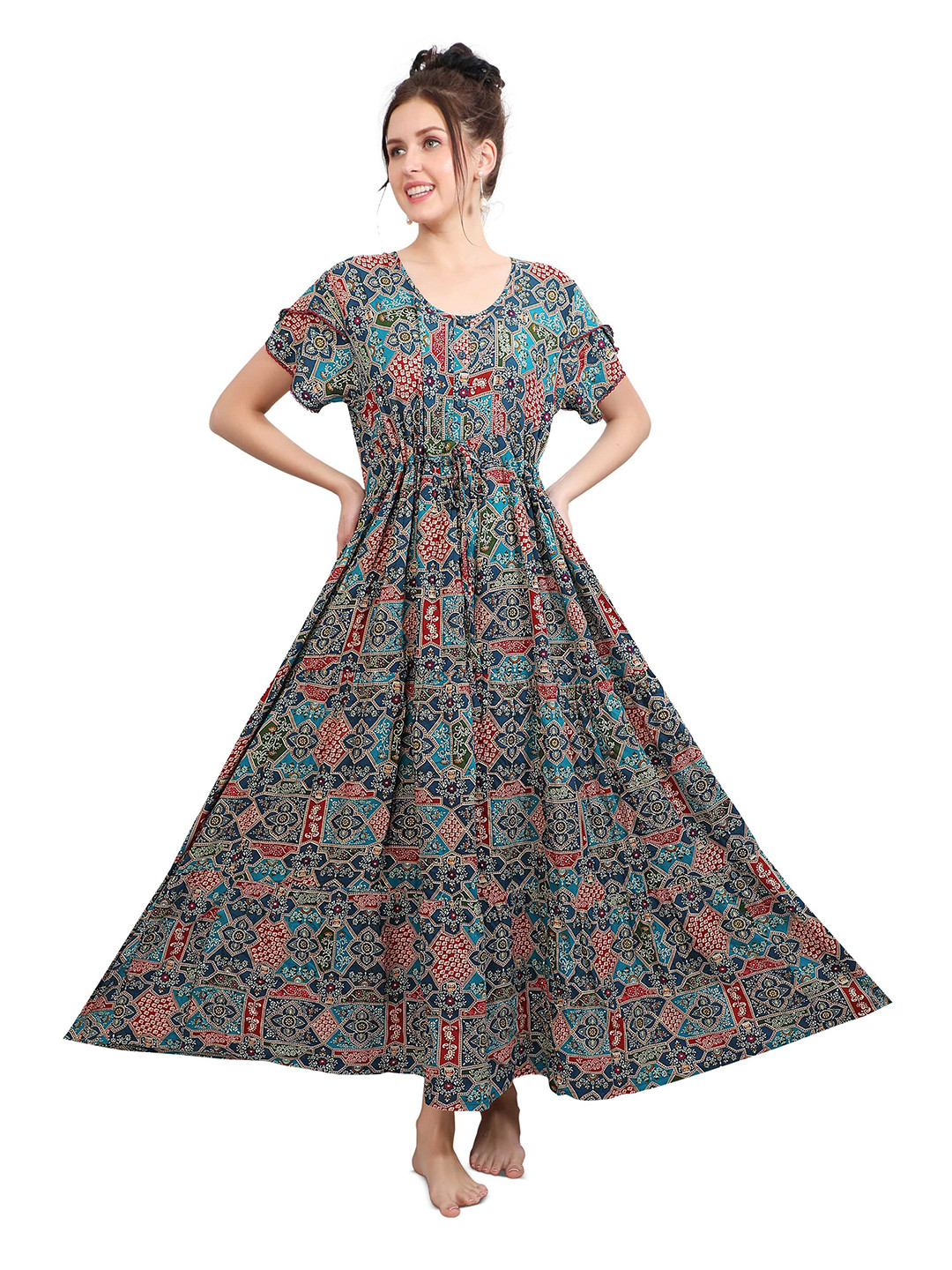 Ms.Lingies Printed Fit And Flare Ethnic Maternity Maxi Dresses