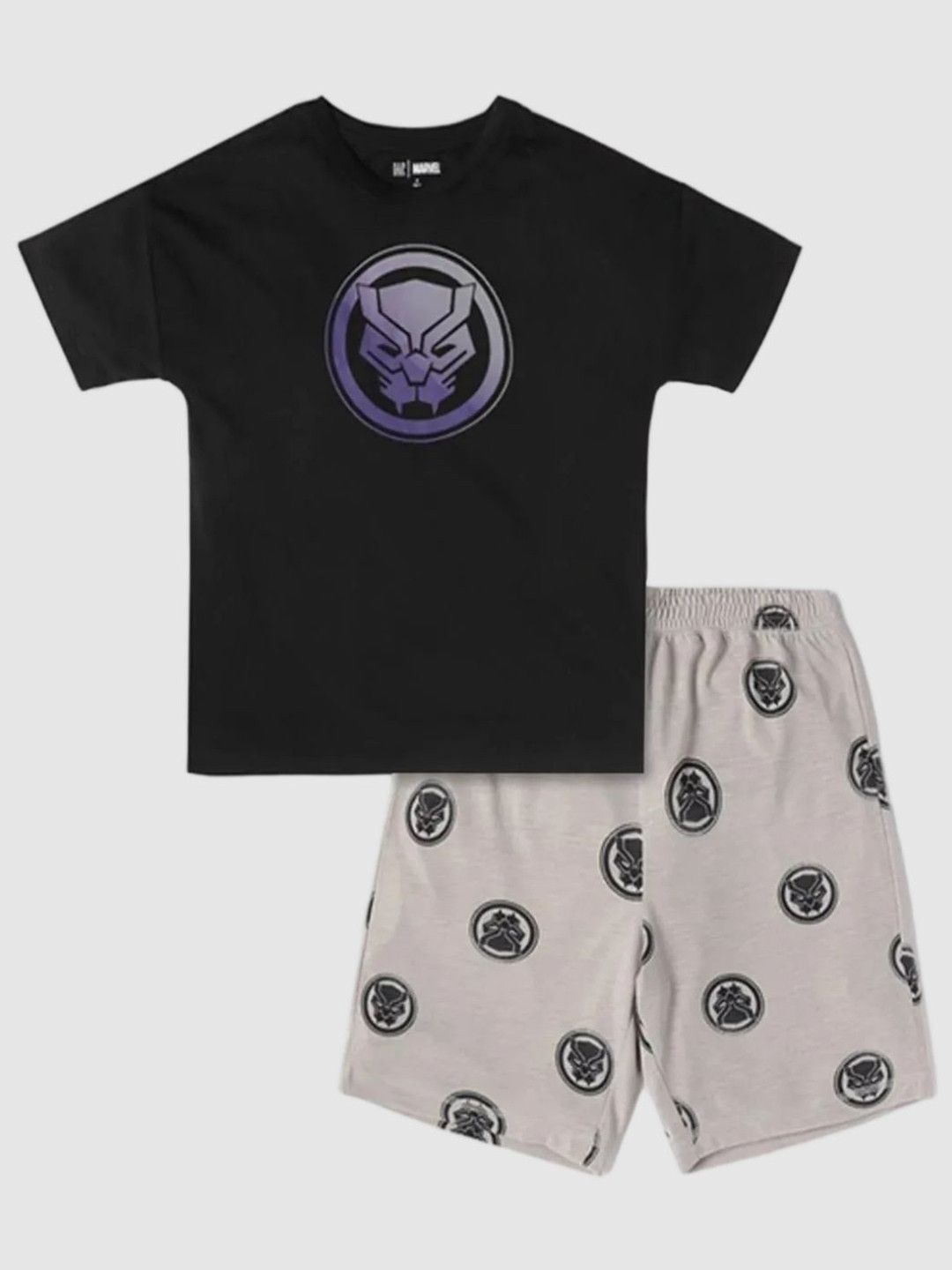 GAP Boys Black Panther Character Based Graphic Print Pure Cotton Crew Neck Clothing Set