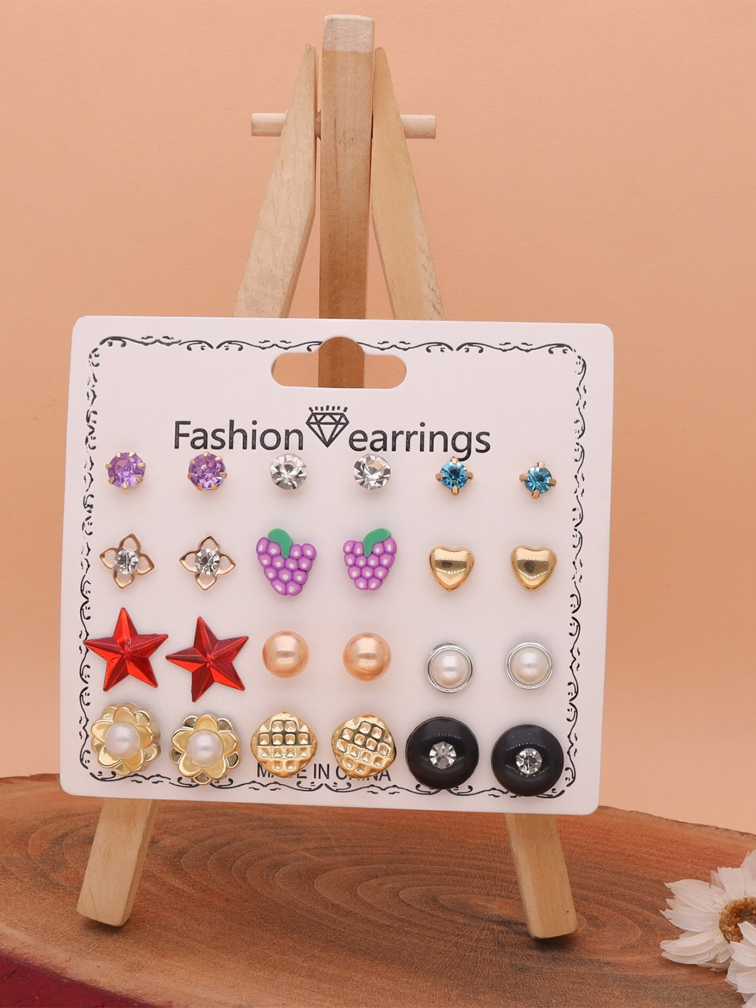 ARISTAL Jewellery Women Pack Of 12 Causal Artificial Stones and Beads Studs Earrings