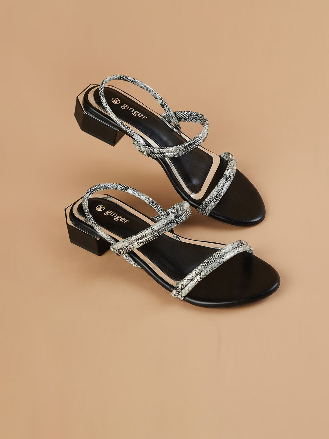 Ginger by Lifestyle Women Textured Block Heels Sandals