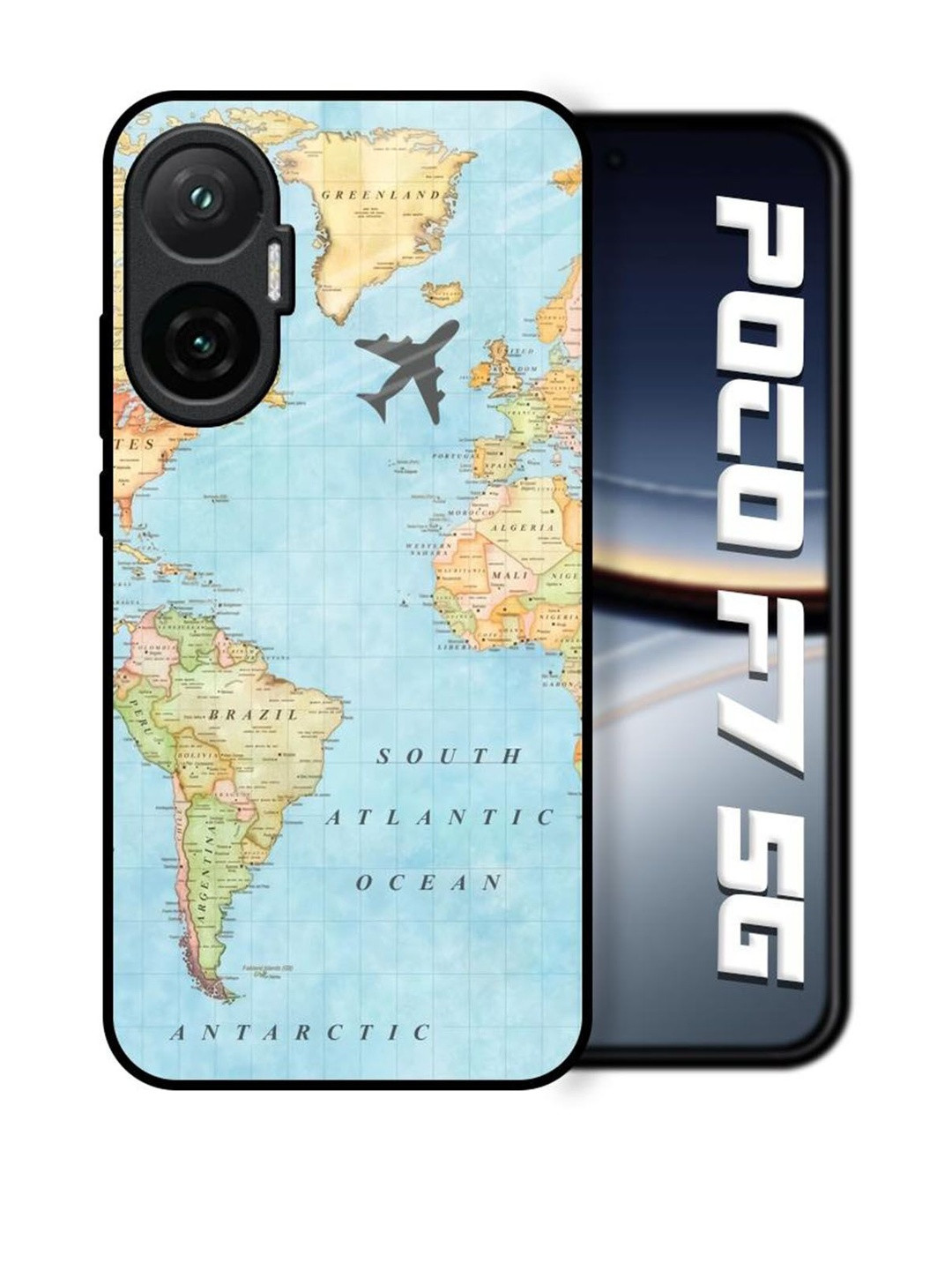 QRIOH Travel Map Printed Poco F7 5G Back Case Mobile Accessories
