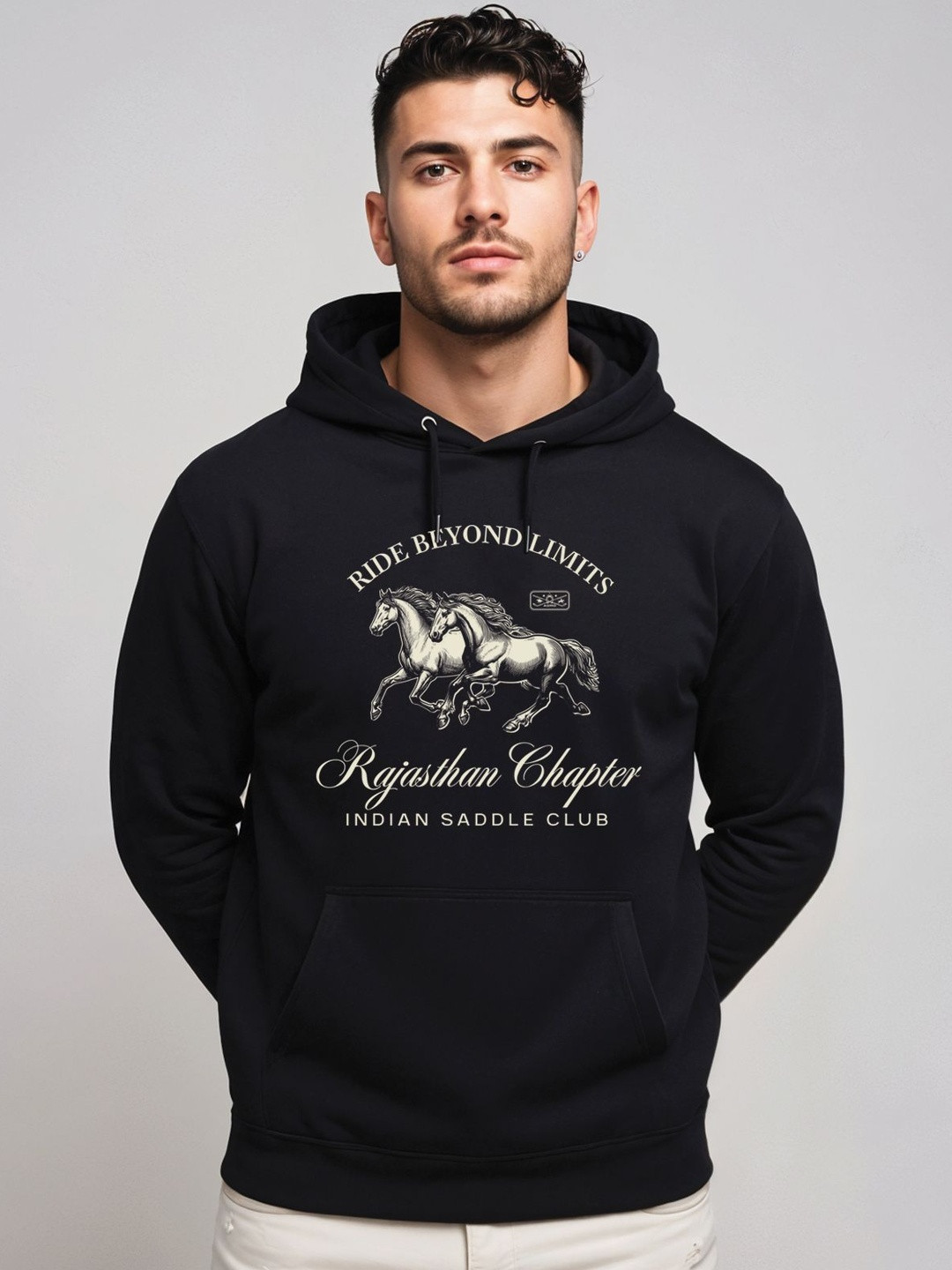Adro Ride Beyond Limits 320 GSM Fleece Printed Graphic Hoodie
