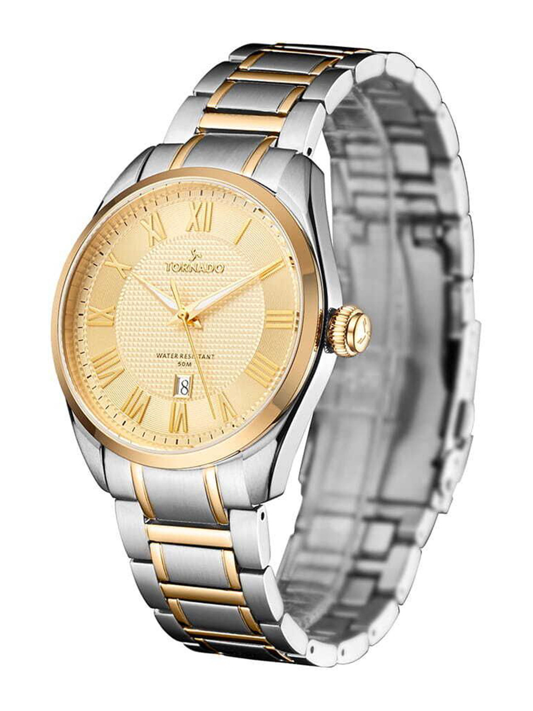 TORNADO Men Embellished Dial & Stainless Steel Bracelet Style Straps Analogue Watch T8007-TBTC