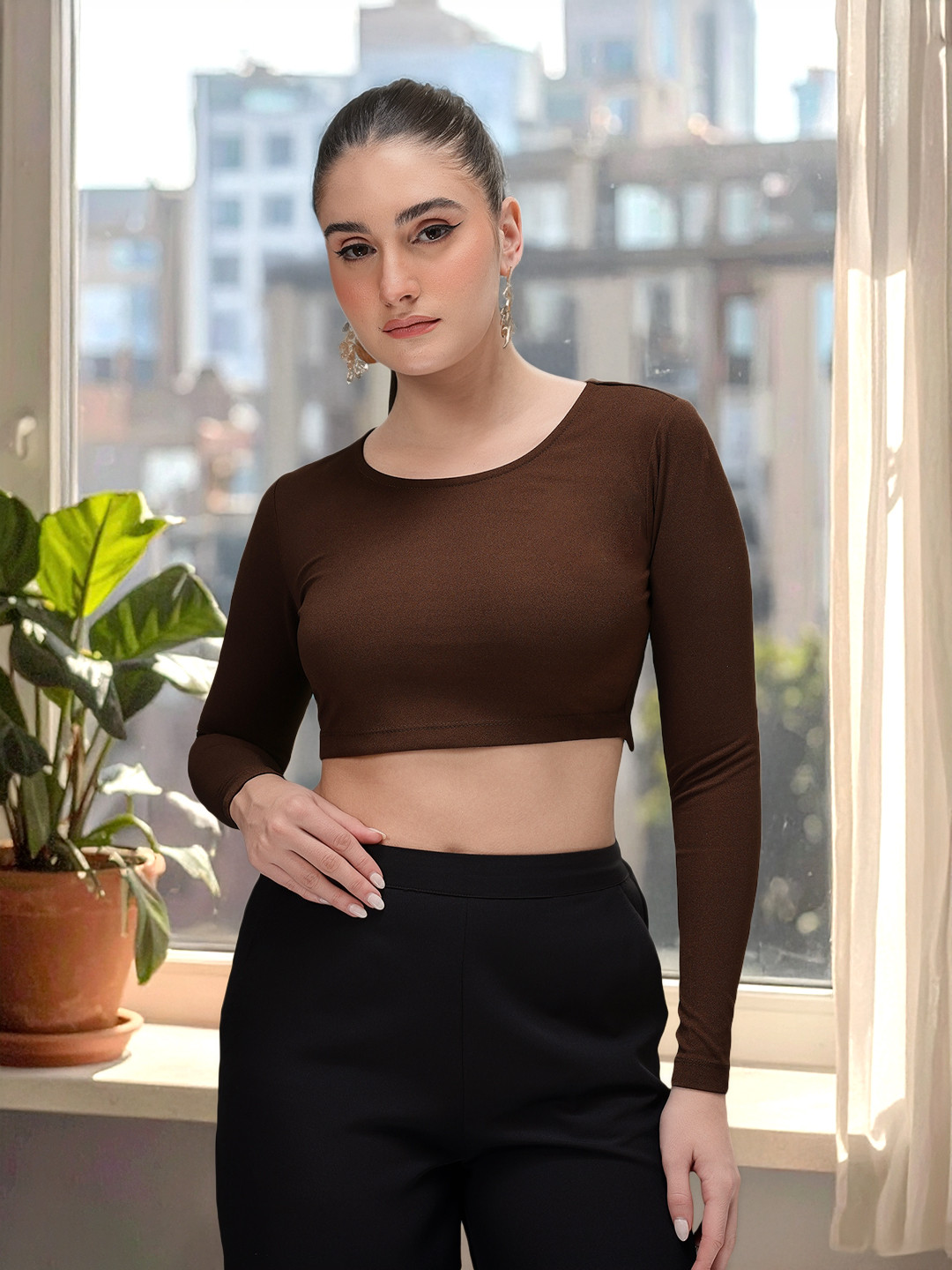 bebe All Day Edit Tie-Up Back Crop Top