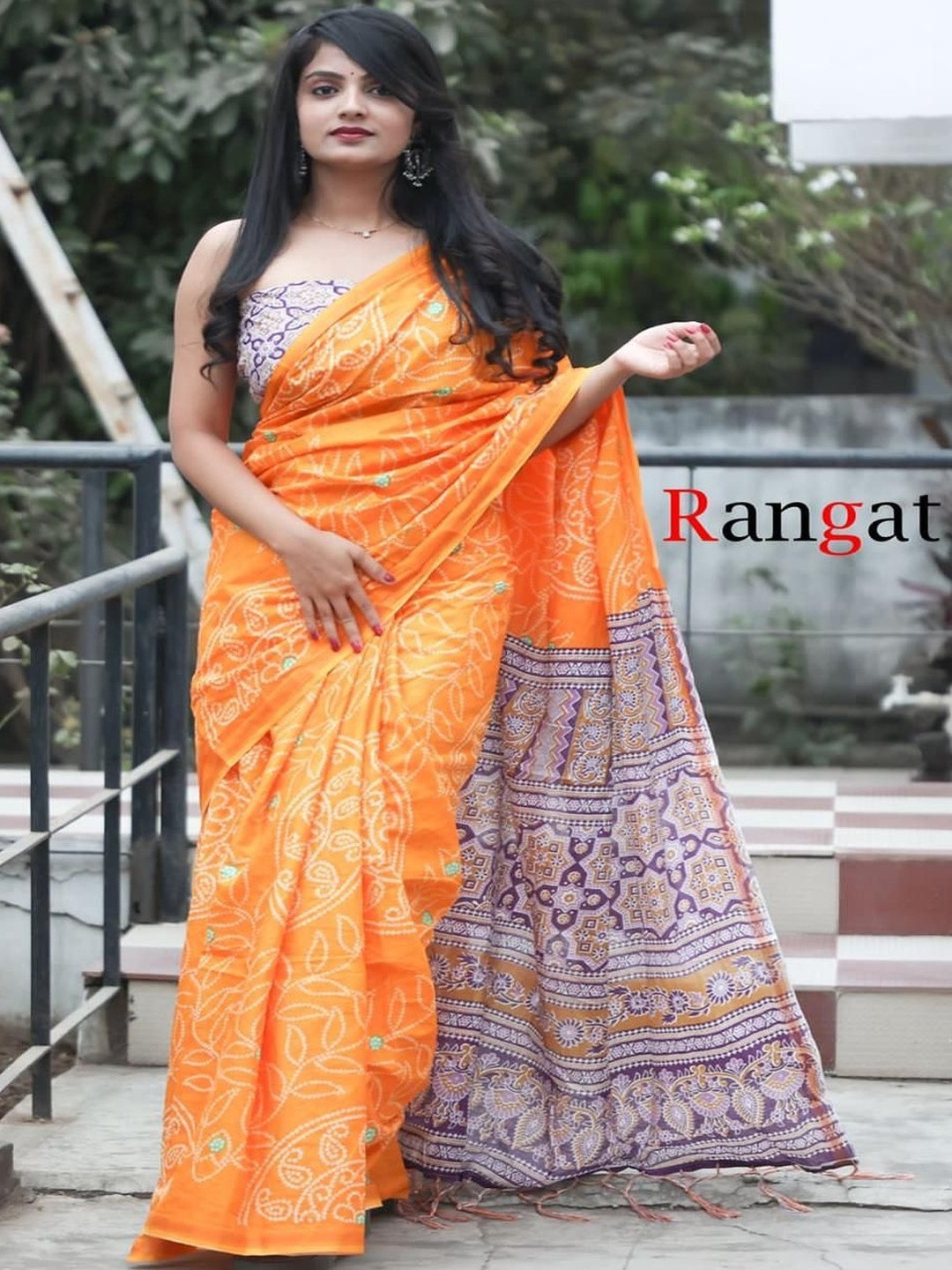 PURE COTTON BANDHANI AND AJRAK BLOCK PRINT SAREES