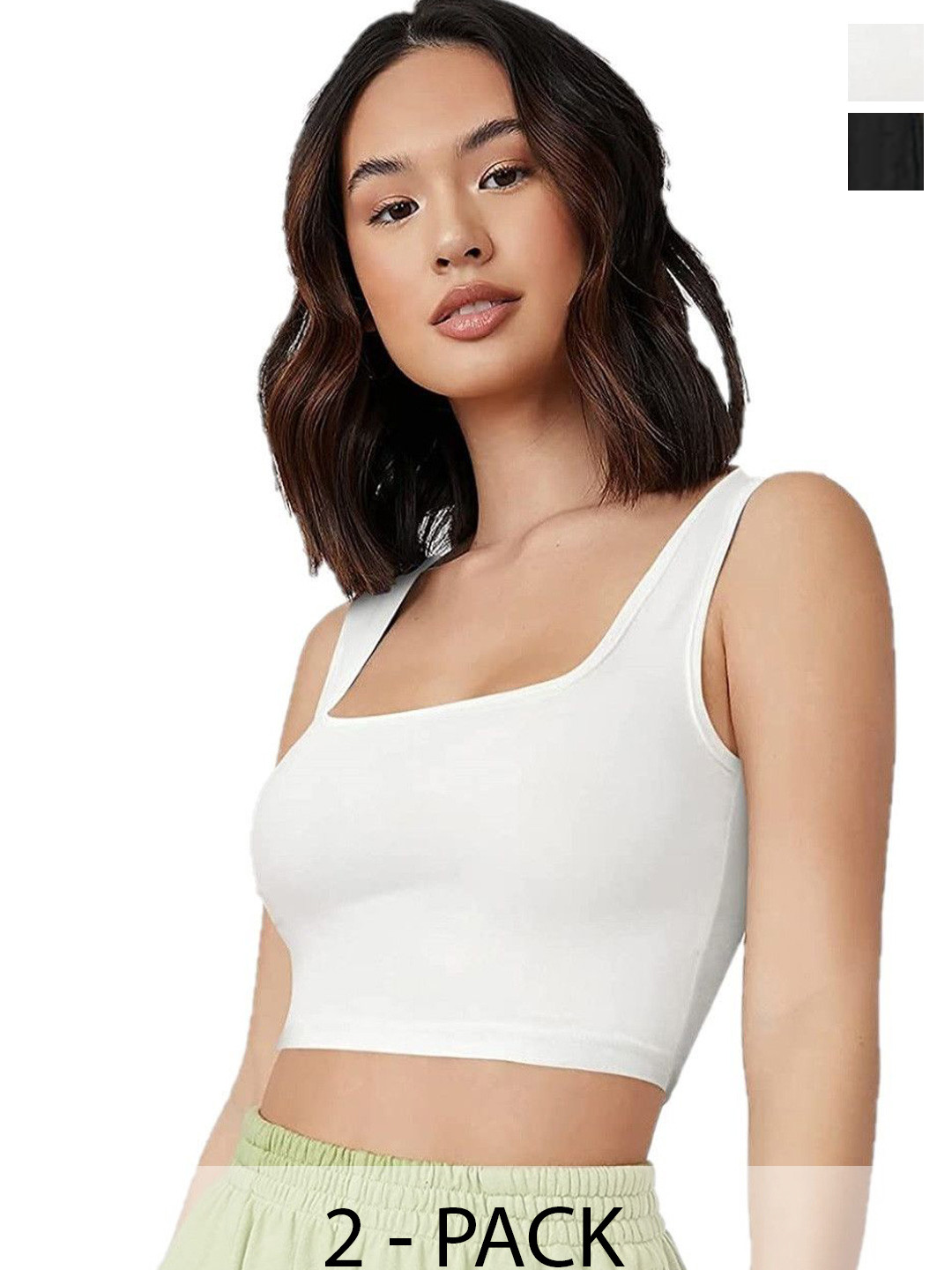 MIXFIT Women Square Neck Crop Tank Top