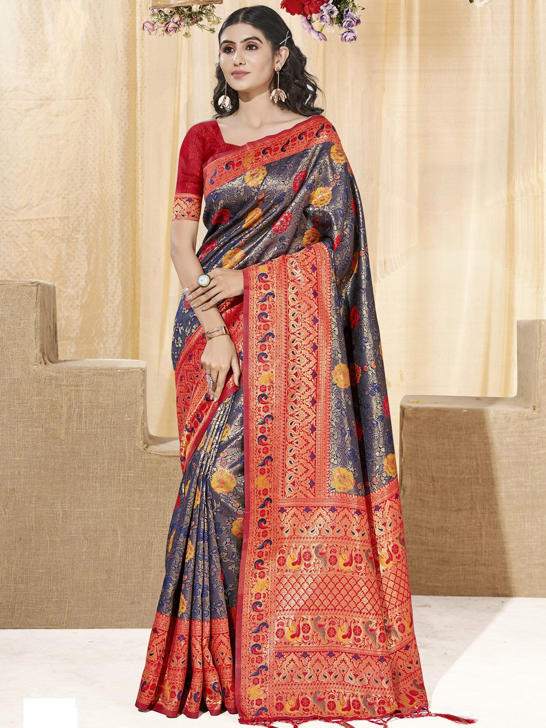 DEVATITHI Blue Kanjivaram Silk Saree