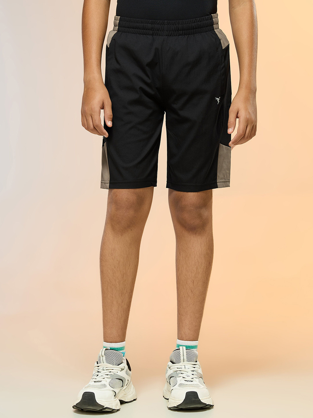 Technosport Boys Slim Fit Colorblock Sports Shorts with Ts Flex for Outdoor Running