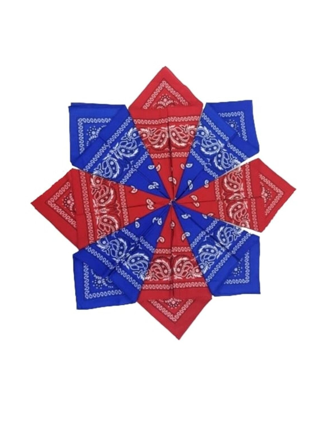 Navkar Crafts Unisex Pack Of 8 Blue & Red Paisley Printed Cotton Bandana Headbands