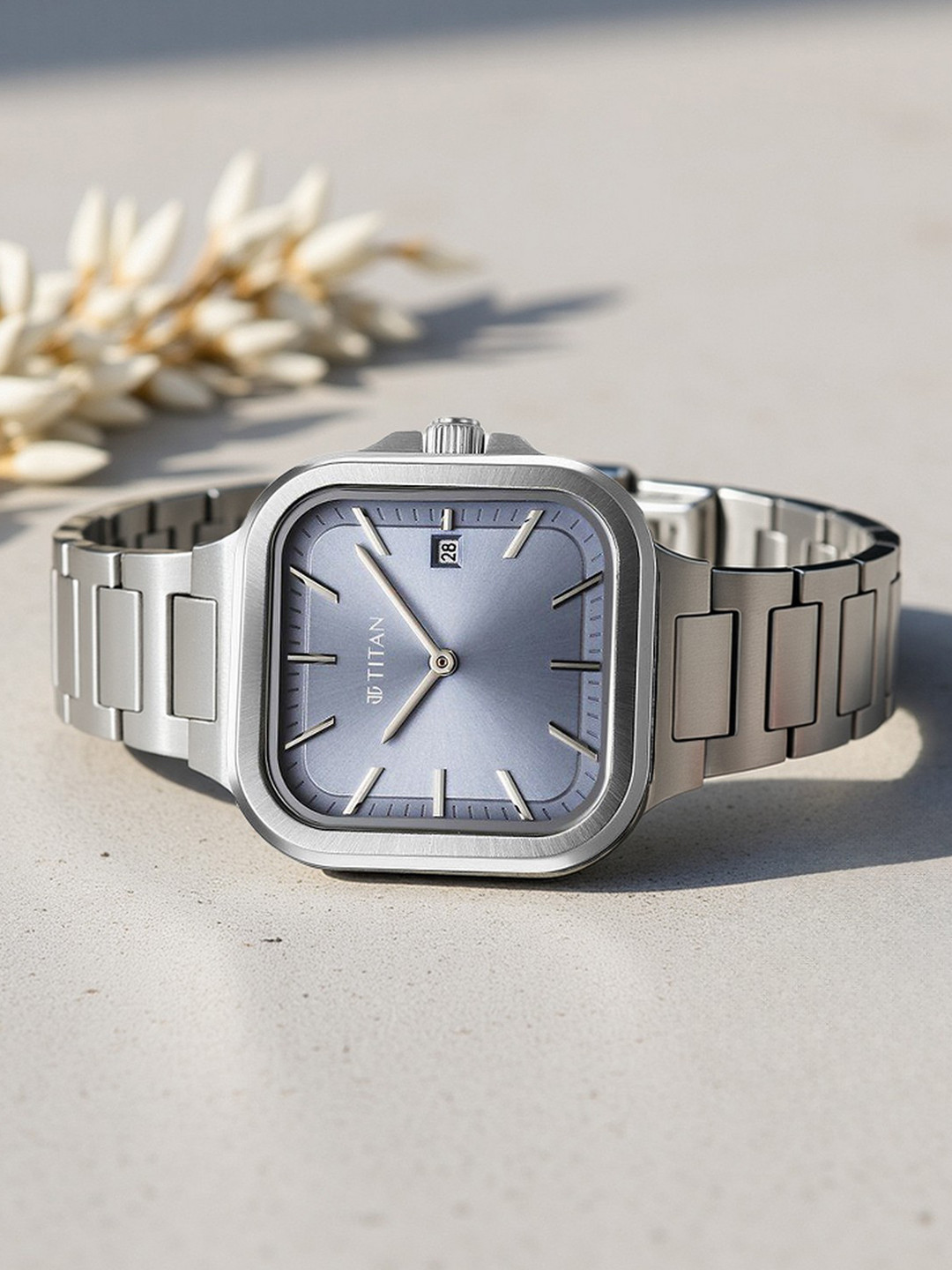 Titan Women Slim Square Quartz Analogue Watch - 95291SM01